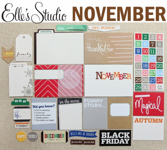 Create Scrapbooks What's Inside Video of Elle’s Studio: November 2013 Elle’s Studio Monthly Kit (Exclusive Project Life Cards/Tags, Paper Embellishments + Die Cuts)
