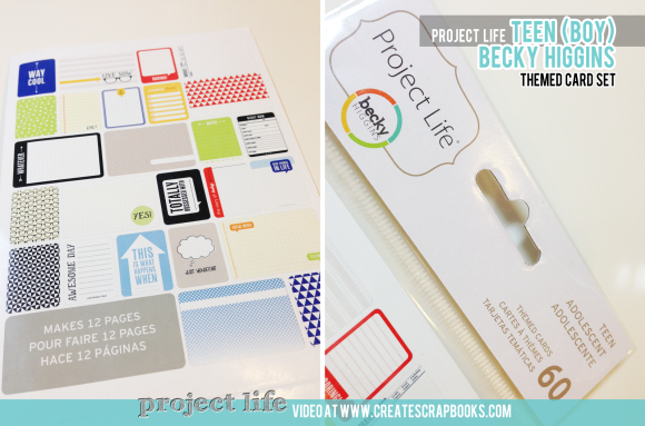 CreateScrapbooks.com Video of What's Inside the Teen (Boy) Themed Cards Kit, Project Life by Becky Higgins