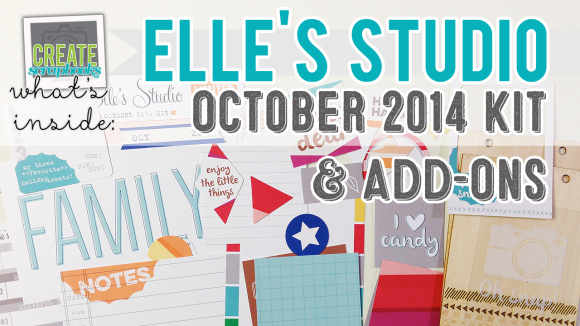 http://youtu.be/GCuGtdZ14-8 Create Scrapbooks What's Inside Video Elle's Studio - OCTOBER 2014 - Elle's Studio Monthly Kit (Exclusive Project Life Cards/Tags, Paper Embellishments + Add-Ons) featured at scrapclubs.com